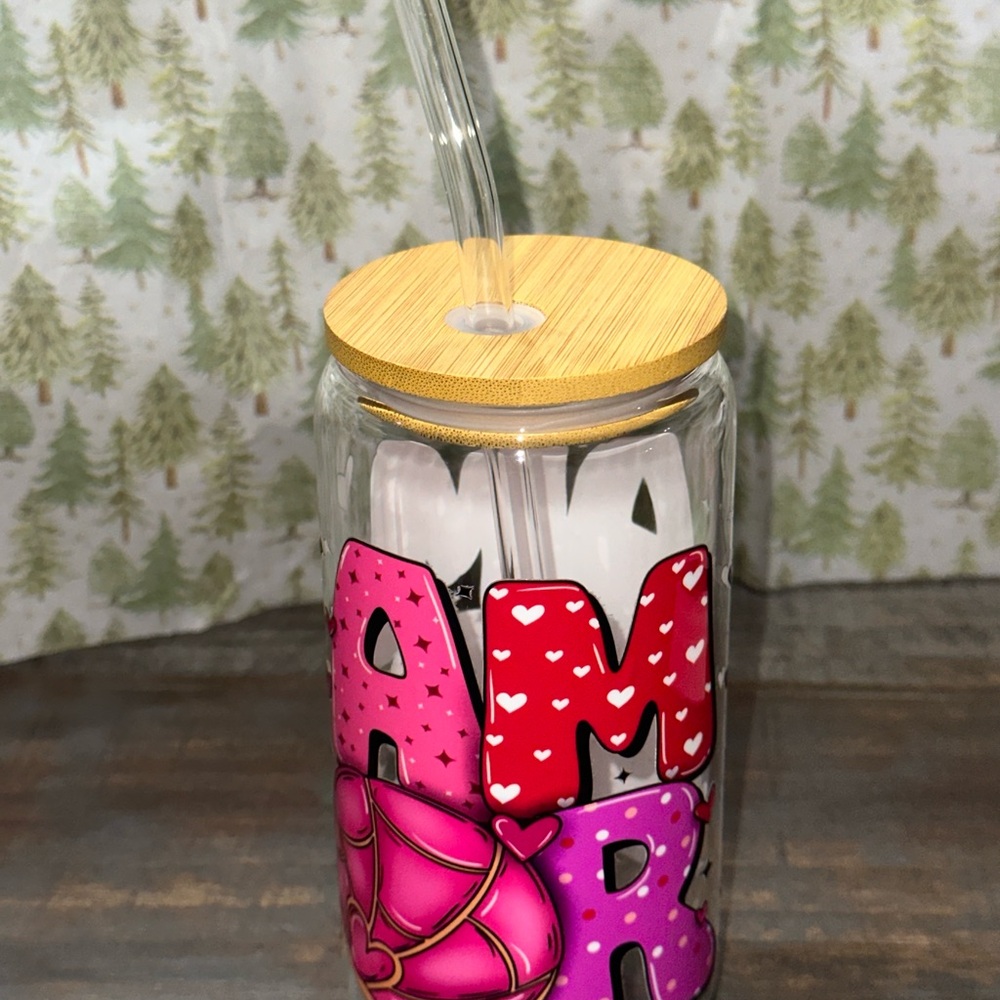 Colorful Party Glass with Straw